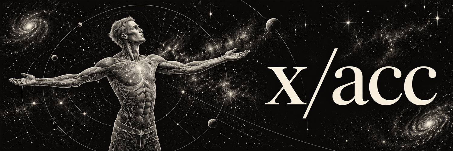 x/acc banner — figure with arms open among the stars